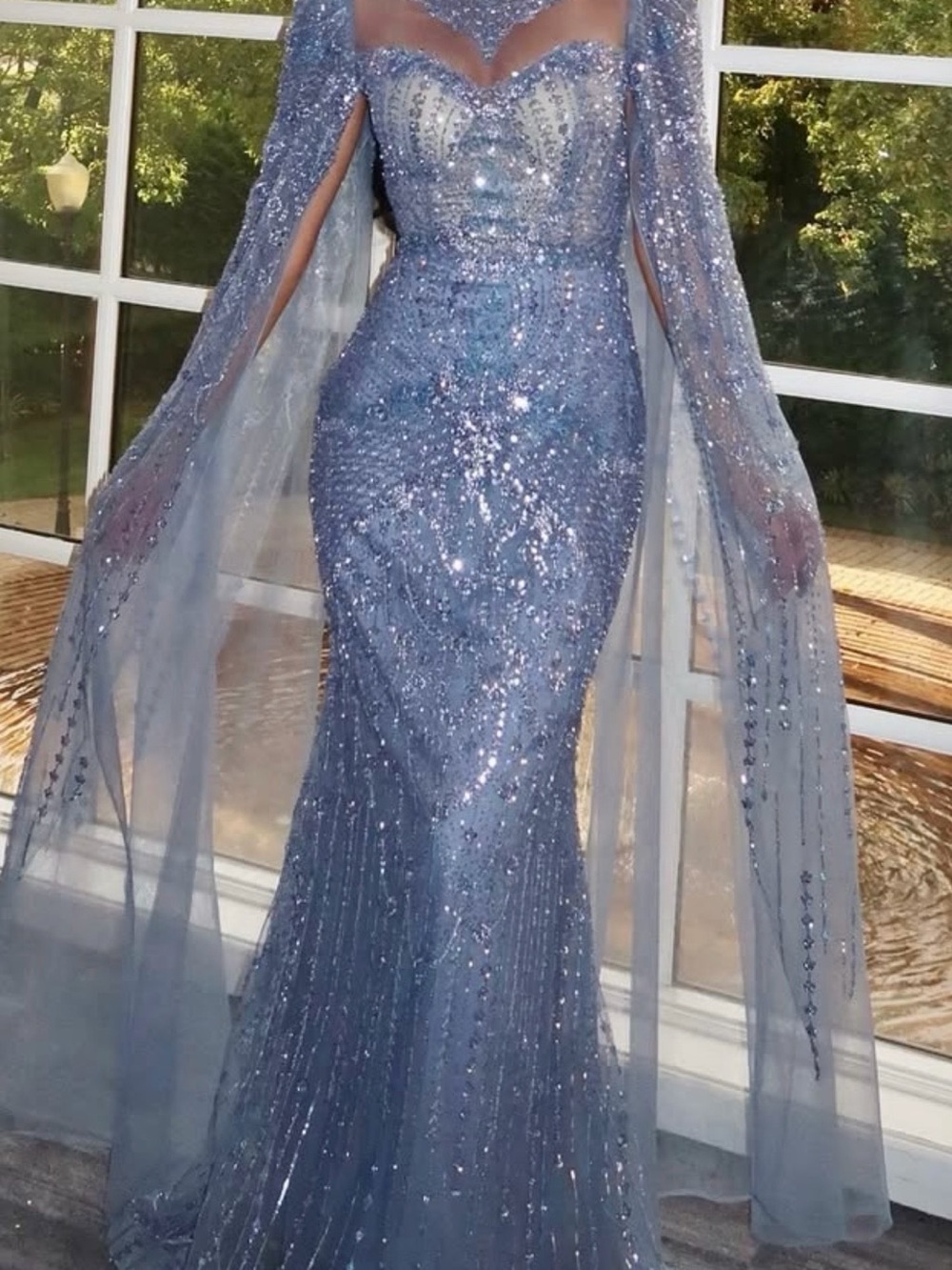 Glamorous Sequin Evening Dress - Blue
